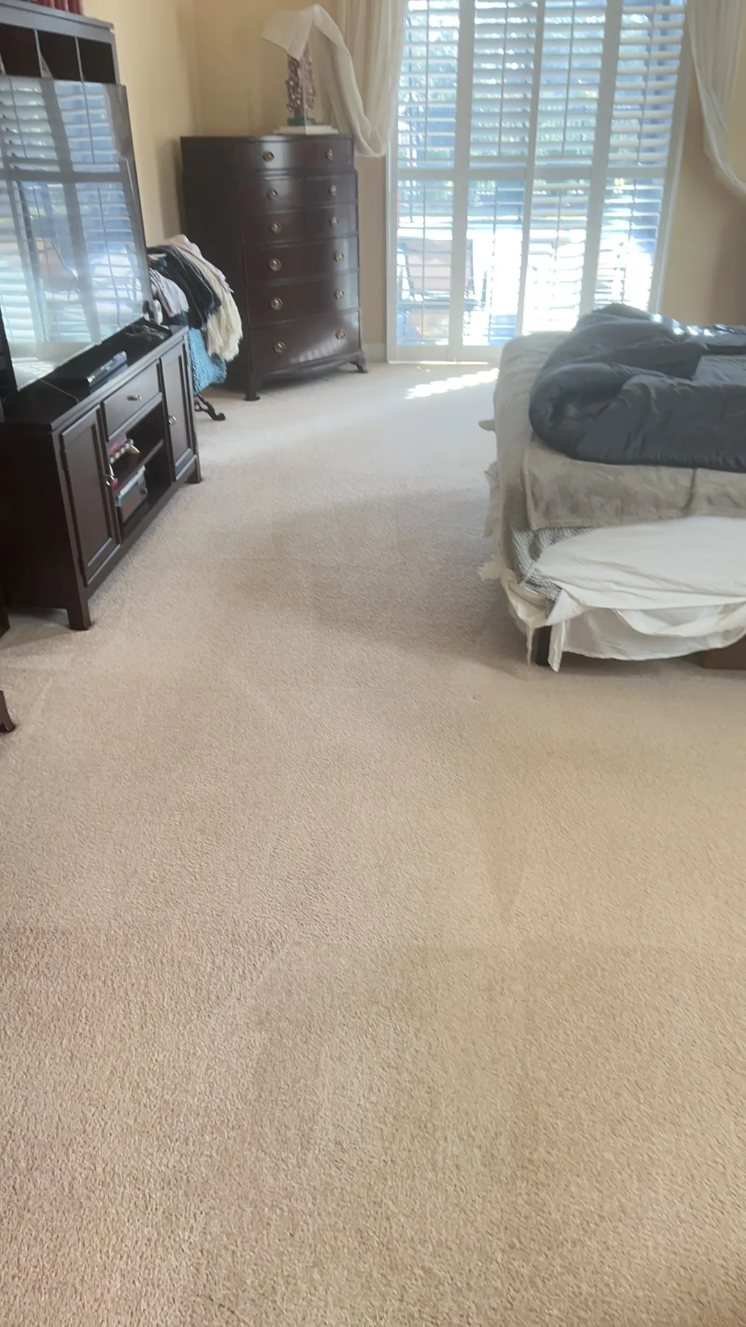 beige bedroom carpet cleaned dark wood dresser plantation sh