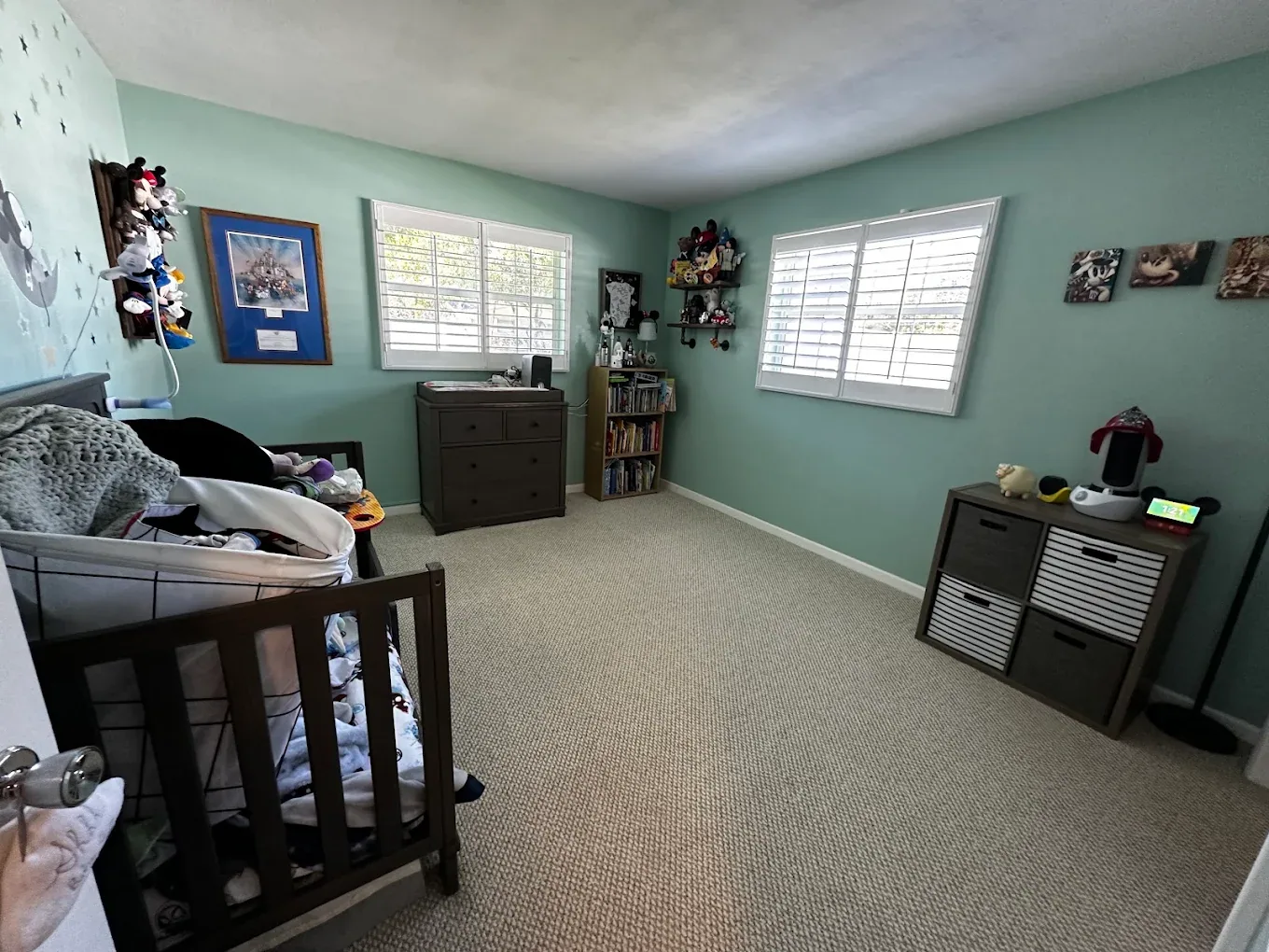 beige berber nursery carpet mint green walls two shuttered w