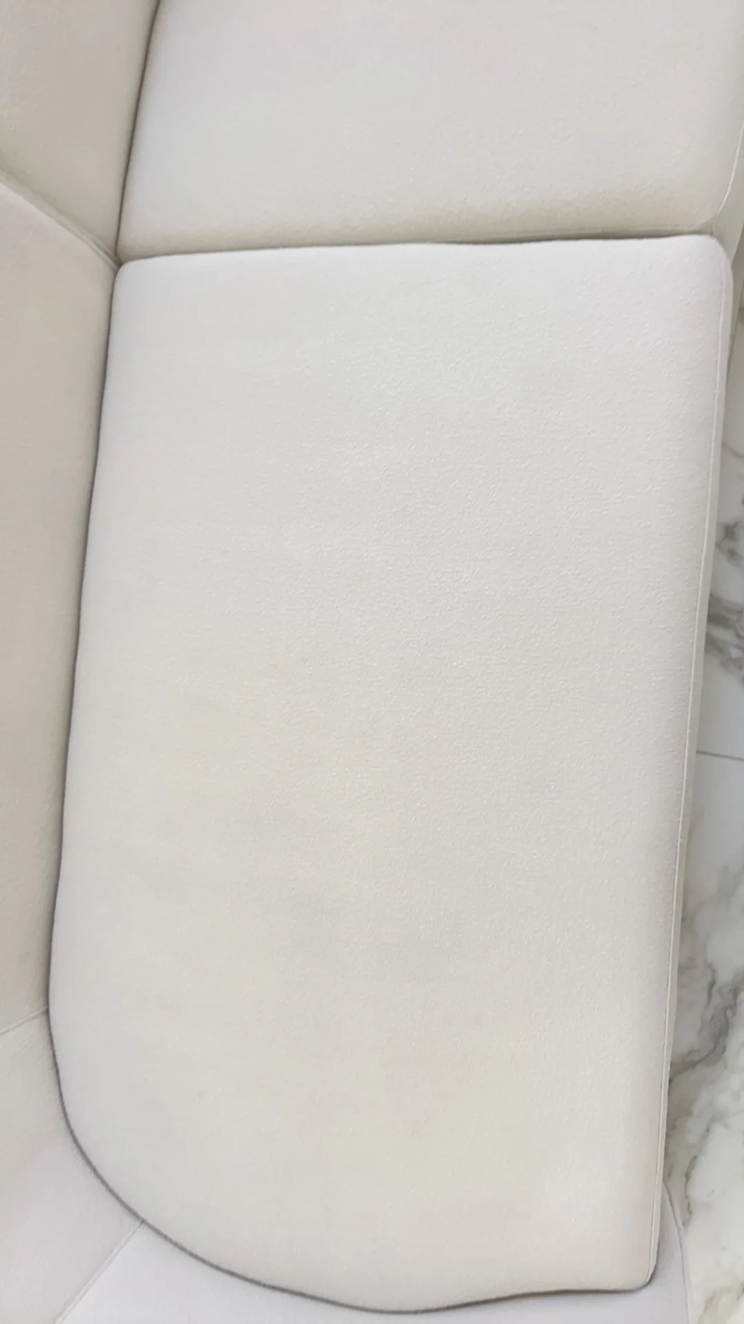 cream velvet seat cushion cleaned marble floor
