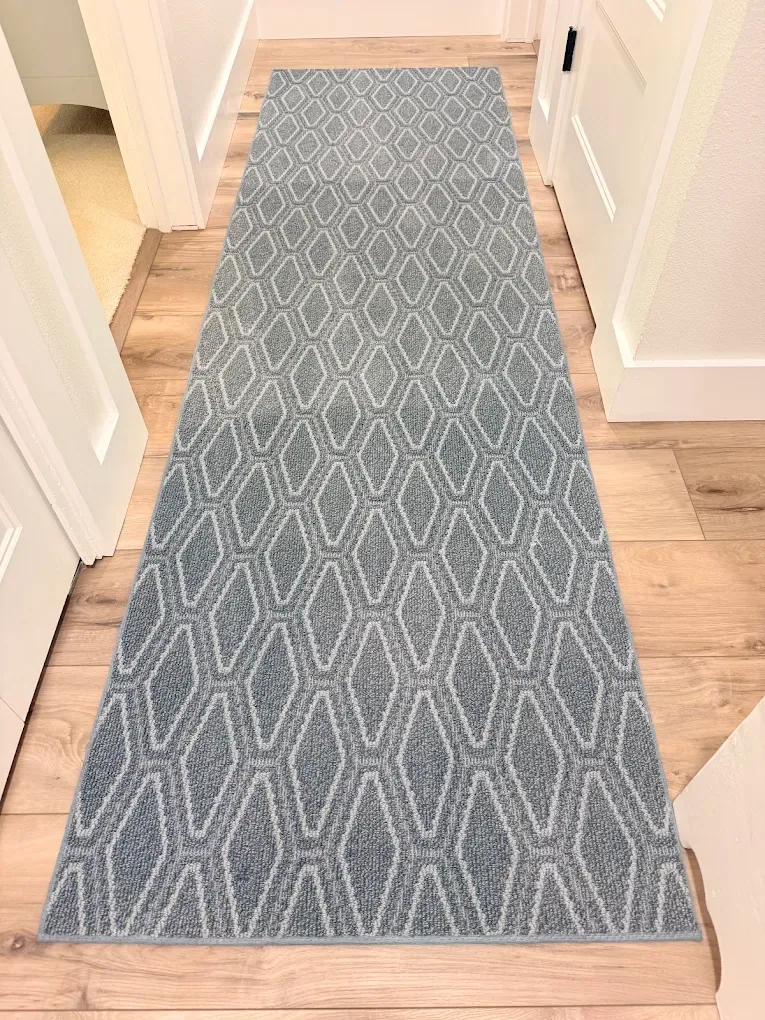 gray diamond hallway runner light oak plank floor dardenne p