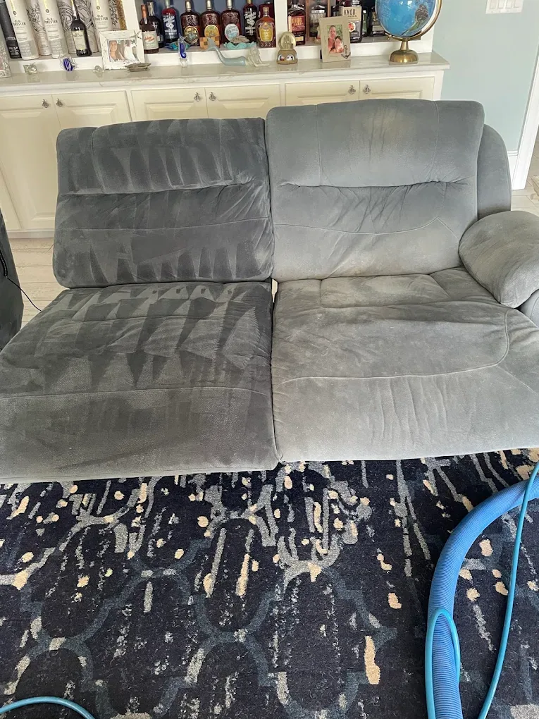 gray microfiber reclining loveseat half cleaned navy abstrac