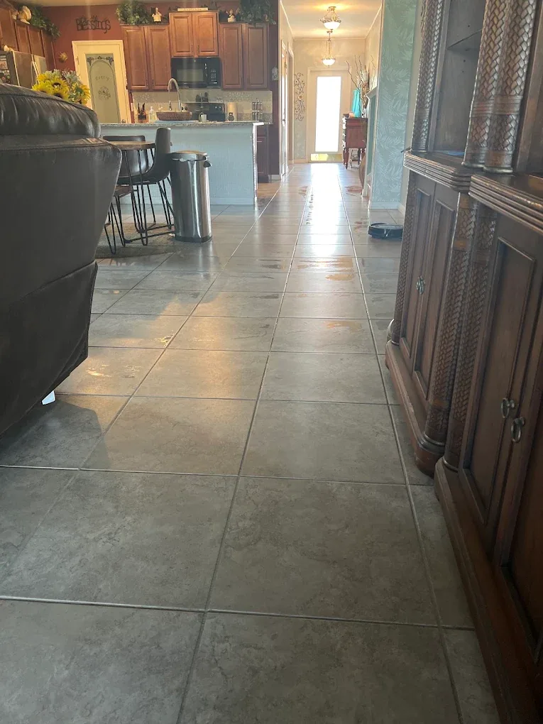low angle slate tile floor kitchen