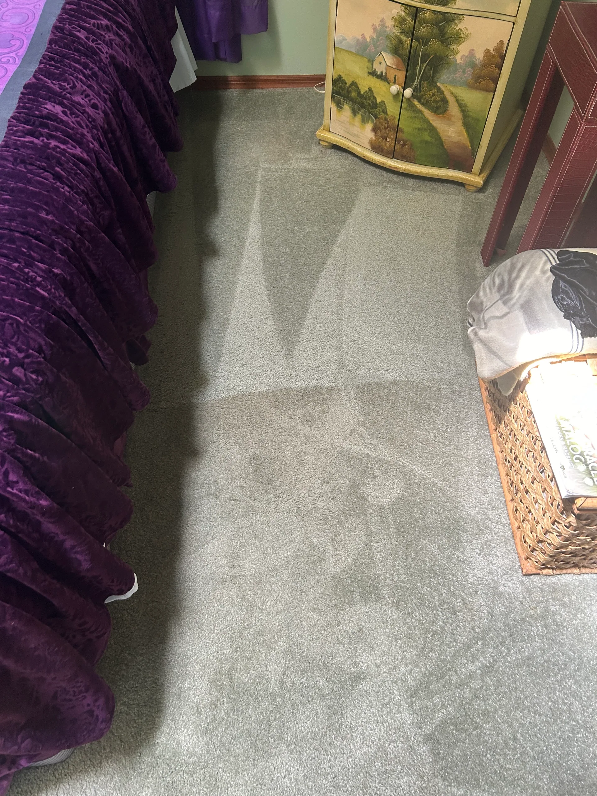 sage green bedroom carpet wand marks purple bedskirt lake st