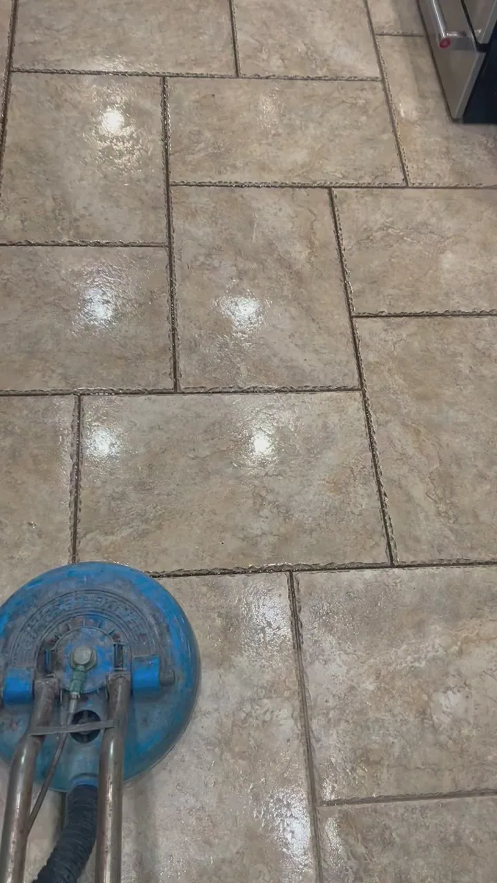 tan offset tile spinner stainless fridge