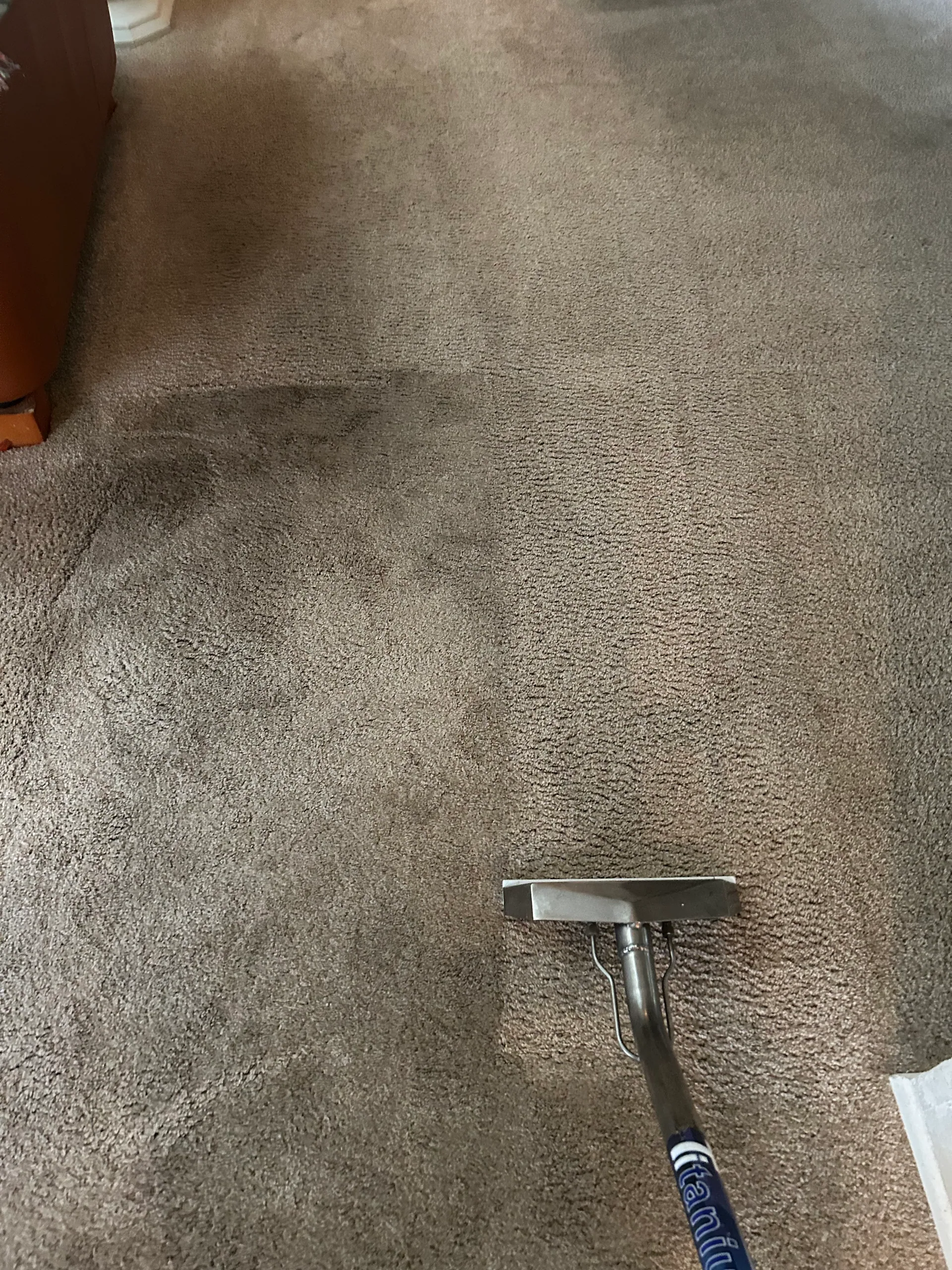 taupe carpet dark traffic lane stainless wand