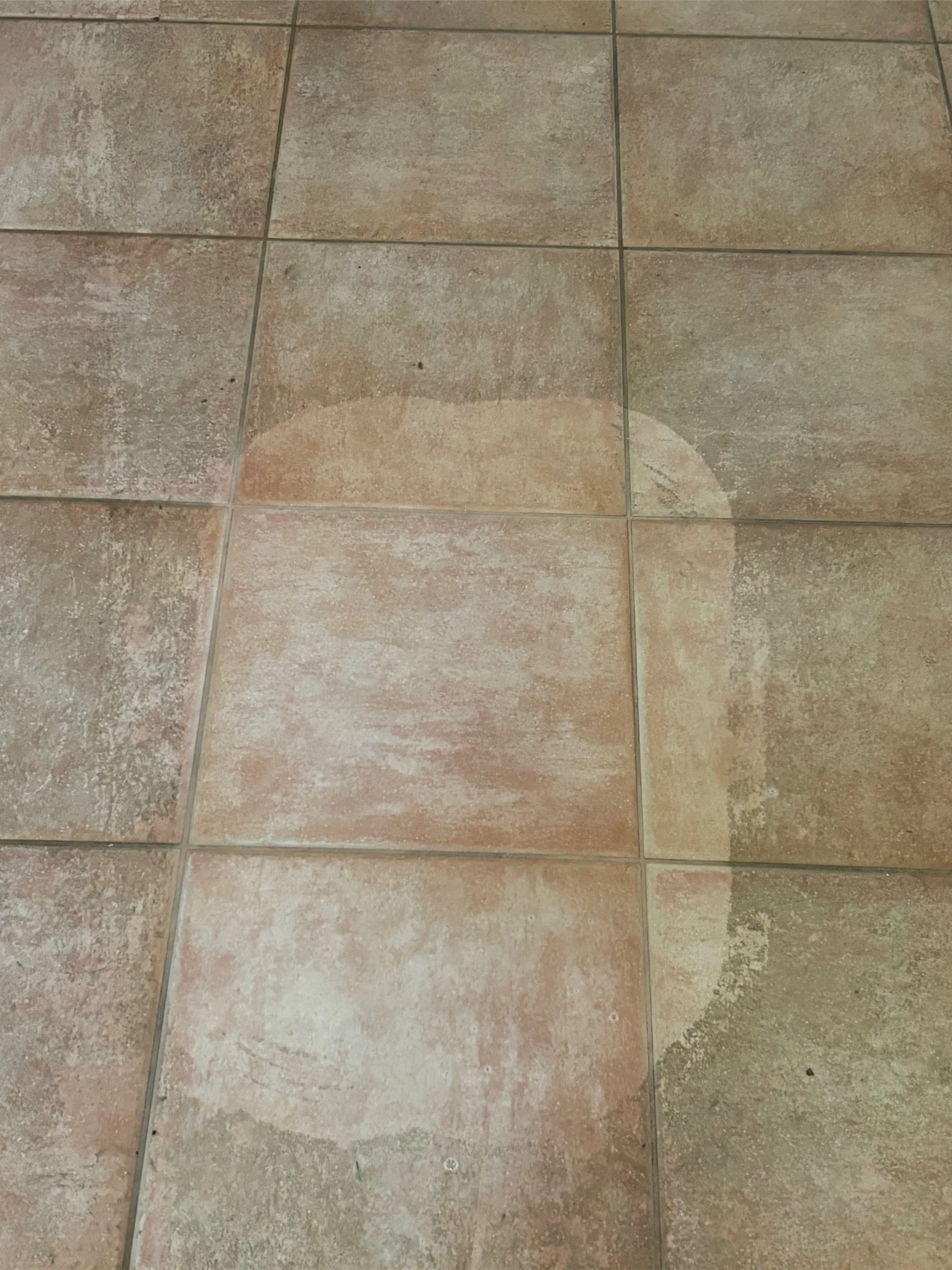 terracotta tile cleaned oval test spot