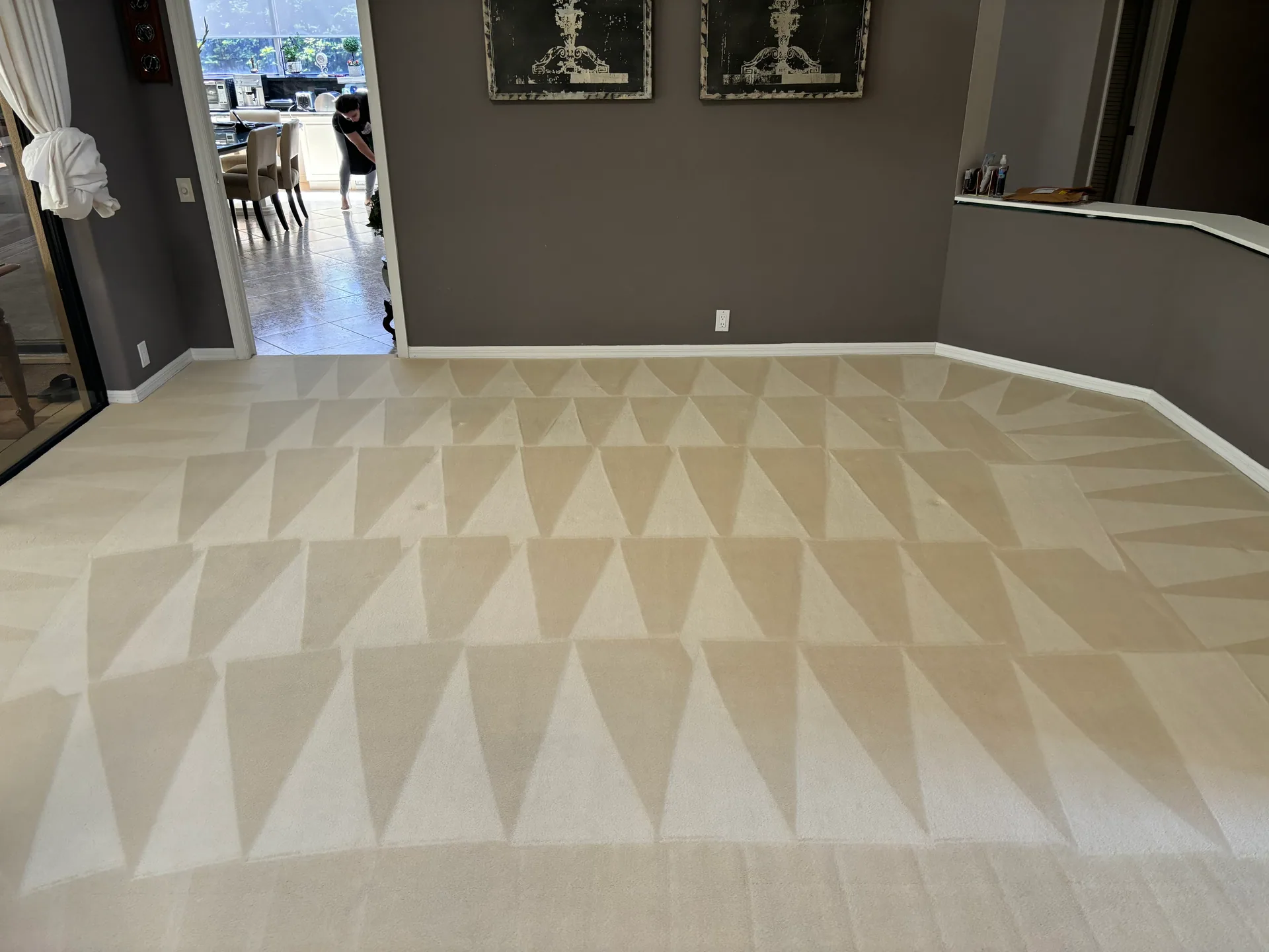 triangle wand pattern cream carpet empty room